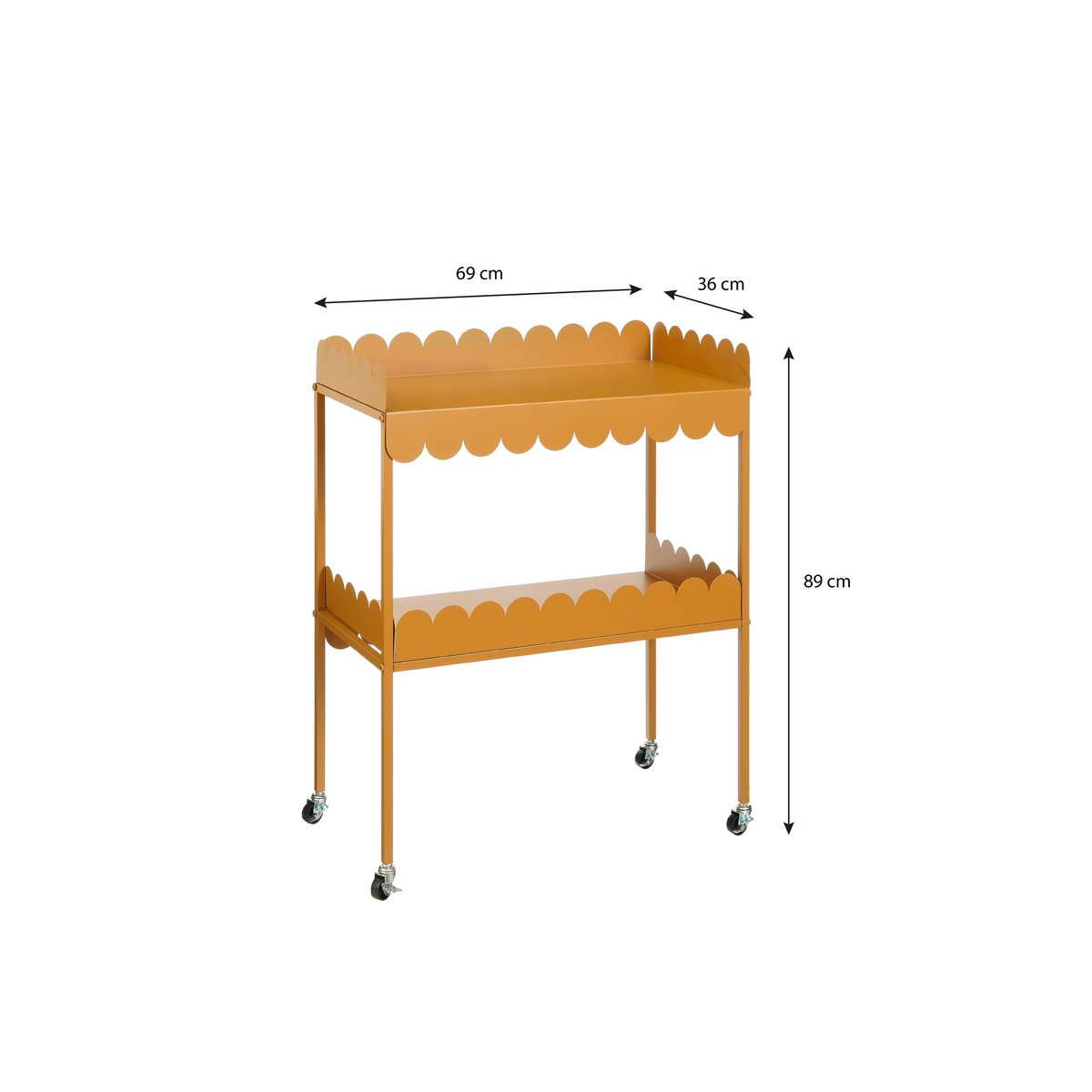 Steffano Plantentafel op Wielen - L69 x B36 x H89 cm - Metaal - Lichtbruin