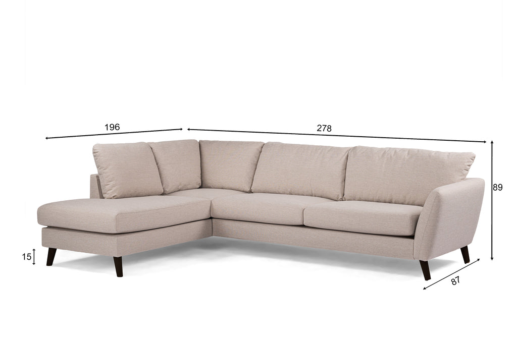 3 seater corner  right, fabric Inari 22, I460 beige, black leg