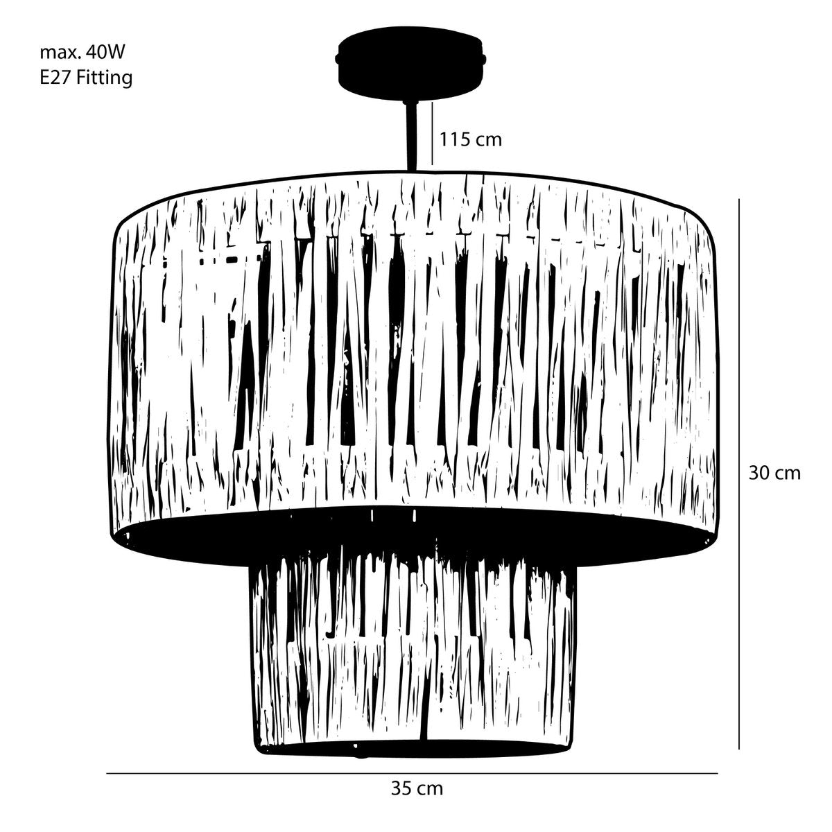 Elisa Hanglamp - H30 x Ø35 cm - Raffia - Lichtbruin