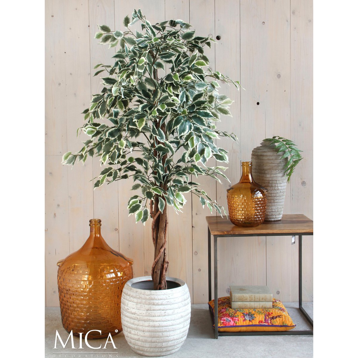 Ficus Kunstplant - H110 x Ø70 cm - Groen Bont