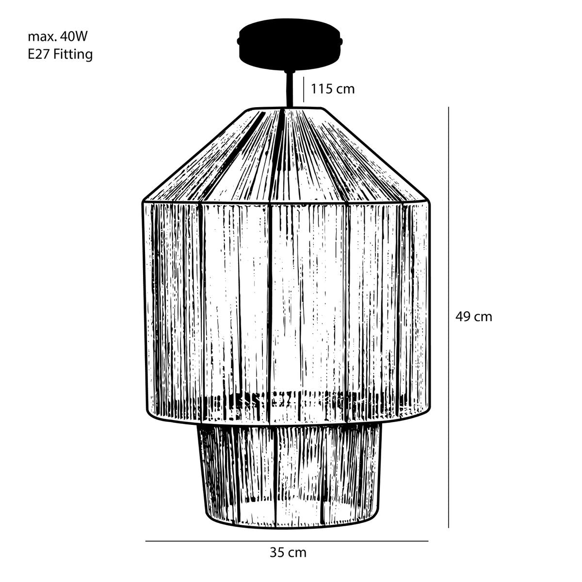 Elsa Hanglamp - H49 x Ø35 cm - Jute - Lichtbruin