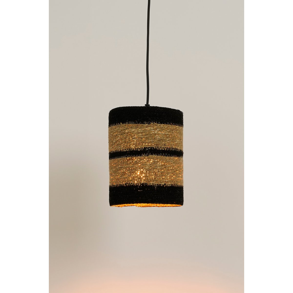 Jinx Hanglamp - H20 x Ø15 cm - Jute - Zwart