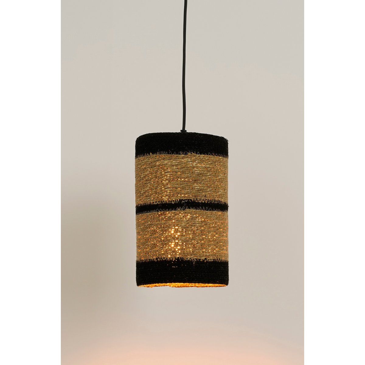 Jinx Hanglamp - H30 x Ø15 cm - Jute - Zwart